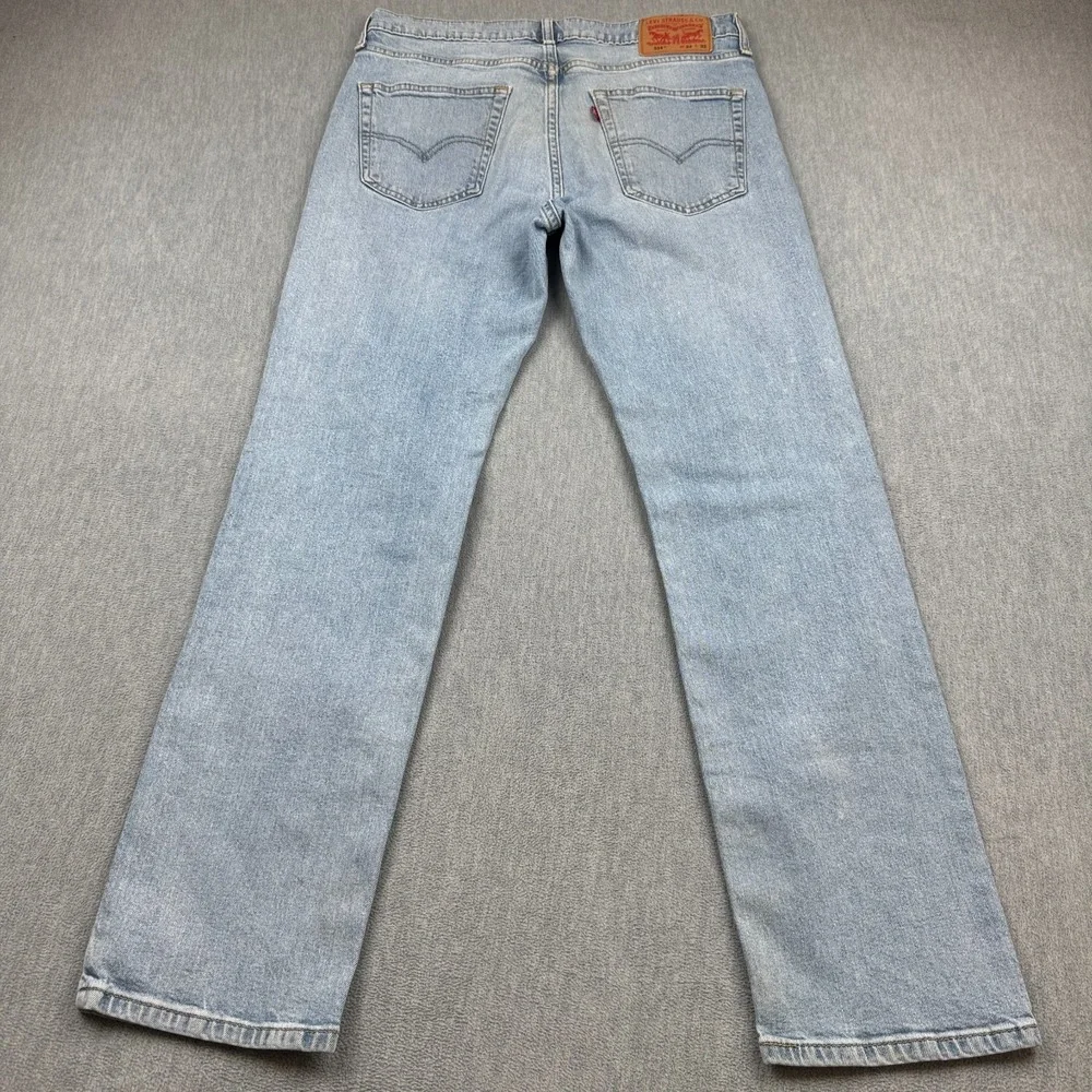 Levis 514 Jeans Men 33x32 Blue Denim Straight Leg Medium Wash Stretch Zip Pocket